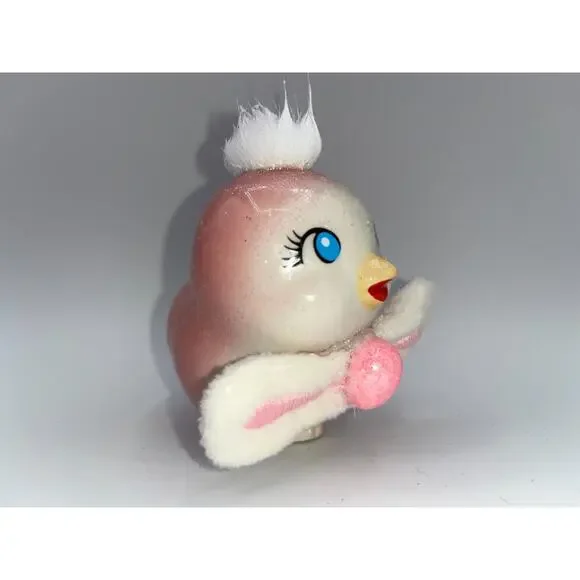 Vintage Pink Love Bird Glitter Mohawk Easter Bunny Ears Bow Tie Price OMG OOAK - Picture 4 of 16